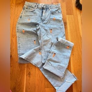 COLD London Light Wash Embroidered Unisex Jeans - Blue